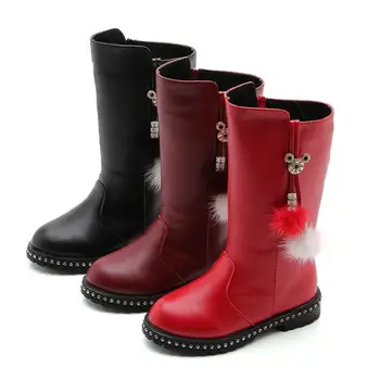 

Children Snow Boots Cartoon Fur Fashion Girls Princess Boots Warm Plush Shoes Rhinestone Kids Boots For Girls School