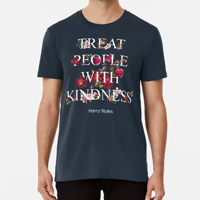 Футболка с надписью Treat People With Kindness Harry Styles One Direction 1d Flowers | Мужская одежда