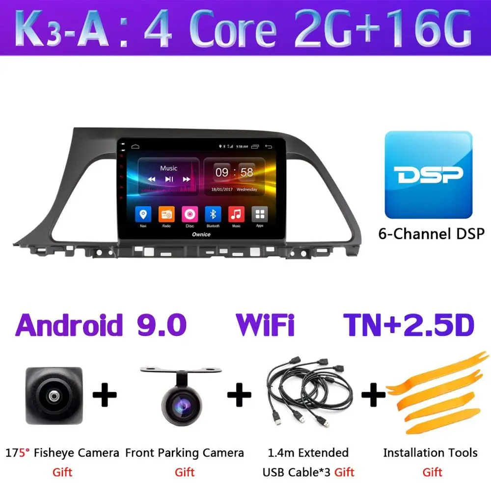 K3-A 360 ° панорамный 8 ядерный Android 9,0 4+ 64G gps Navi Радио CarPlay SPDIF DSP автомобильный мультимедийный плеер для hyundai Sonata 9 - Цвет: K3-A