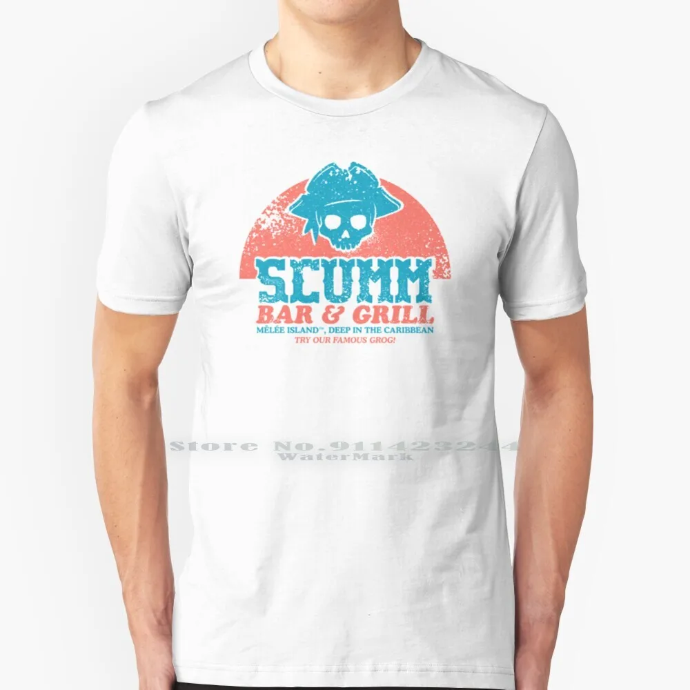 Scumm Bar T Shirt Di Cotone 6Xl Scimmia Isola Pirata Retrogaming Guybrush Threepwood 90S Vintage Caraibi