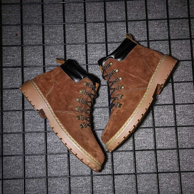 Мужские ботинки Martens кожаная зимняя теплая обувь мотоциклетные мужские