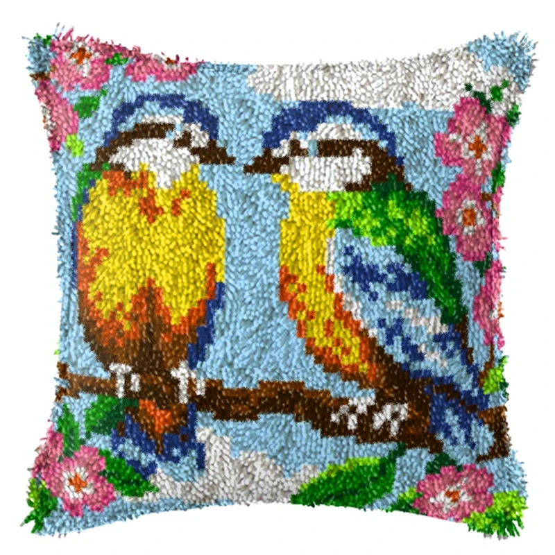Cartoon Bird Owl Carpet Embroidery Cross-stitch Pillow Tapestry Kits Do It Yourself Latch Hook Pillow Cushion Cover DIY