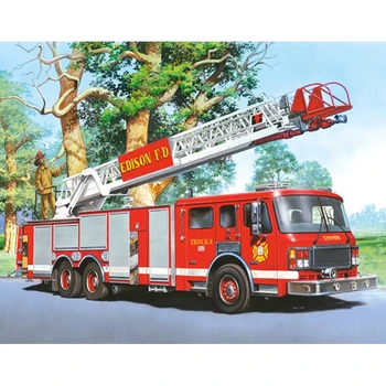 

Cross Stitch DIY Painting 5D Red Fire Truck Diamond Home Decor Picture Embroidery Pattern Wall Sticker Mosaic Full Round Drill