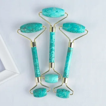 

natural turquoise Massager For Face Lift Up Jade Stone Roller Natural Crystal Stone Slimming Thin Chin Facial Skin Care Tool