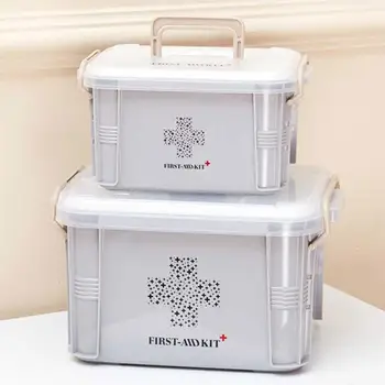 

Essential for Home & Travel ! First Aid Emergency Kit Large Capacity Medicine Box Organizer Plastic Medicine Storage Boxes nice