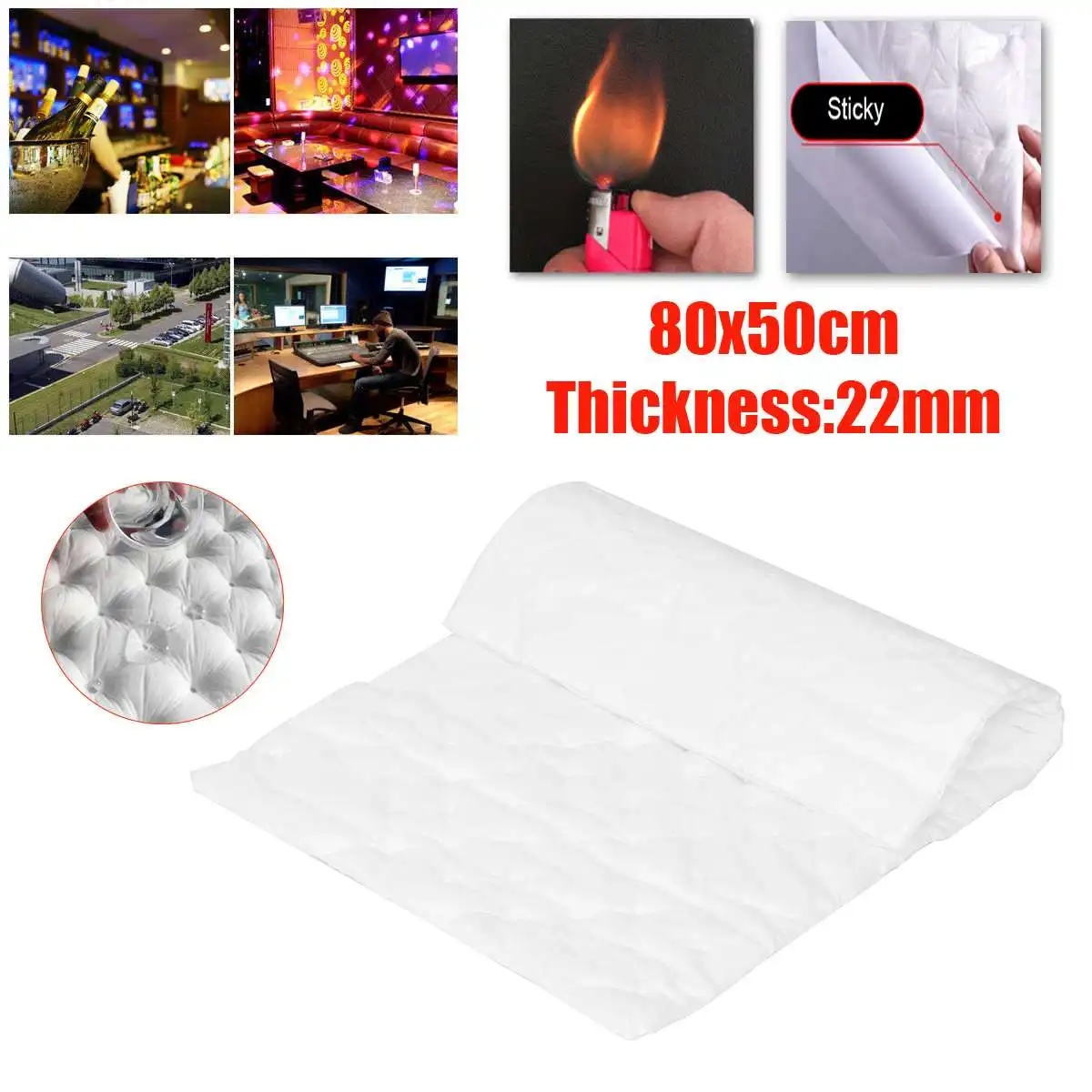 22mm 80x50cm Self Adhesive Closed Cell Foam Car SoundProof Foam Acoustic Foam Sound Treatment Absorption Insulation Waterproof