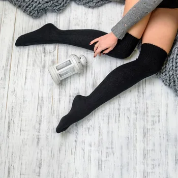 

Women Knitted Over The Knee Length Socks Ladies Winter Leg Warm High Stockings