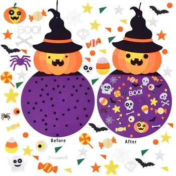 

Halloween Felt Pumpkin Head Set Ornaments Wall Hanging Craft Kits for Kids Party Favor Indoors Outdoors DIY Home Decoration