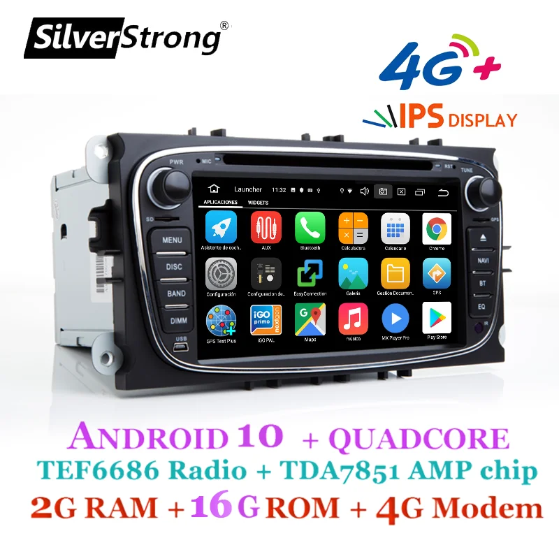 SilverStrong 7 дюймовый 4G модем 2Din dvd Android10 IPS автомобильный DVD плеер для Ford Focus 2 Mondeo Galaxy с