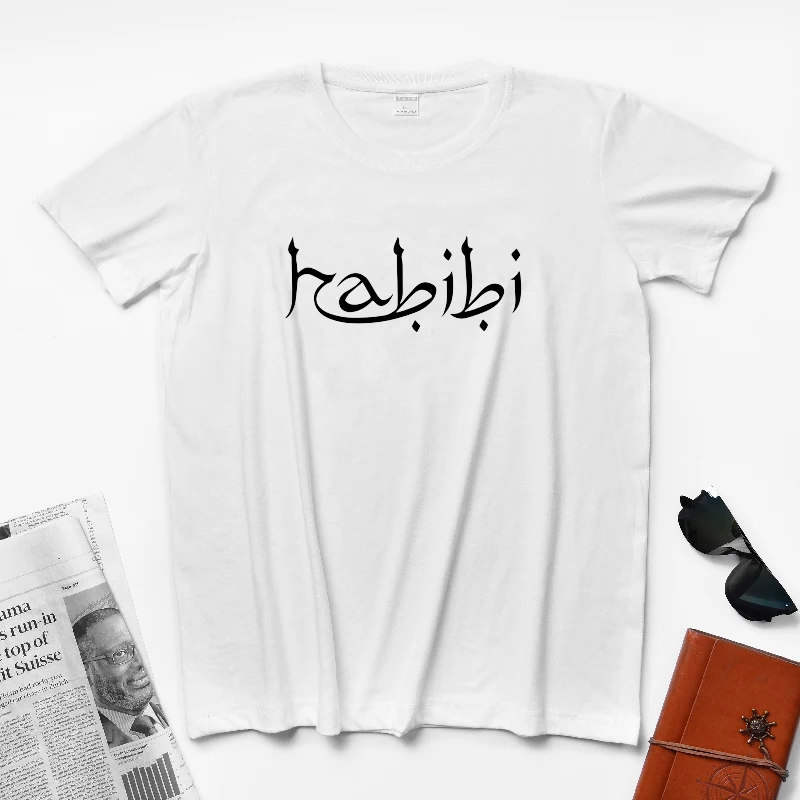 New Crew Neck Pure Cotton Arabic Text Muslim Hipster Tumblr Insta's Birthday Gift Arabic Text Habibi Men's Cool T-shirt