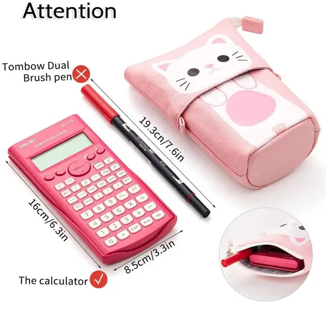 Angoo [Fun] Pen Pencil Bag Case, Cartoon Cute Cat Bear Sheep Canvas Fold Standing Holder Stationery Organizer Kids Gift A6445 4