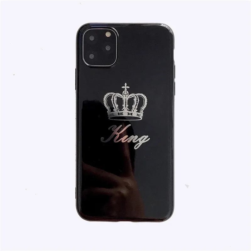 Король queen ручная роспись дизайн для iPhone11Pro Макс XR Xs макс 7 8plus 6 S плюс простые однотонные Цвет мягкий силиконовый симпатичный чехол Крышка