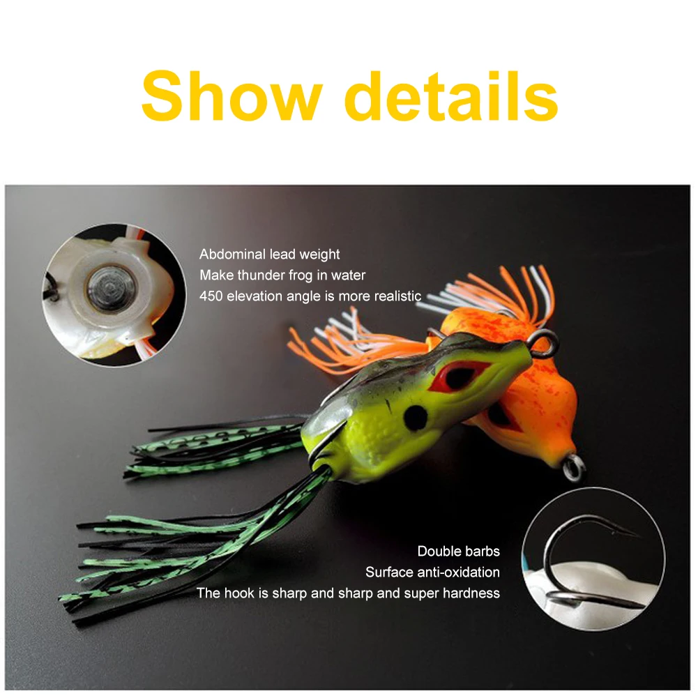 Iscas de Pesca Caixa Macio Sapo Ganchos Duplos 10g Topo Água Ray Artificial Manivela Suave Isca Pesca Equipamento 5 Pçs - 55mm 5 de pesca ganchos duplos 10g topo água