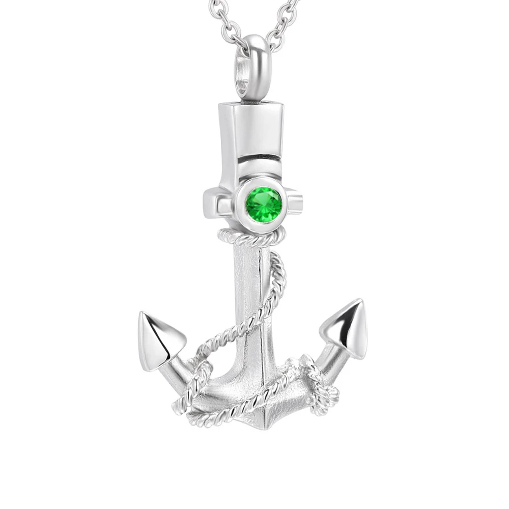 Urn Jewelry for Men Anchor Urn Necklace for Ashes with Blue Birthstone Cremation Jewelry Memorial Keepsake Pendant