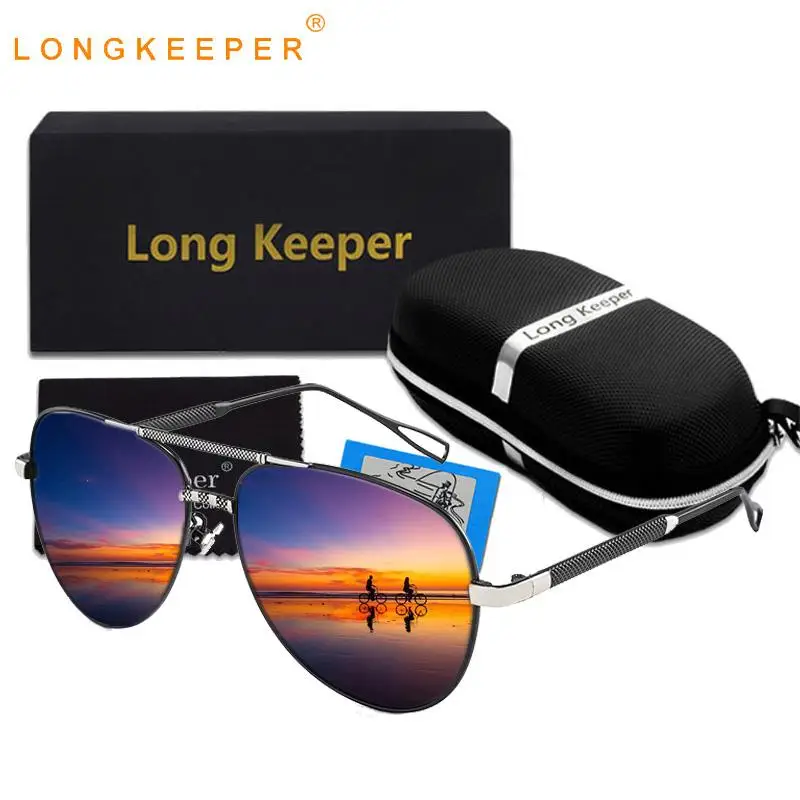 LongKeeper классический Для мужчин солнцезащитные очки, поляризационные, чехол Для женщин солнечные очки авиаторы, Брендовая дизайнерская обувь для вождения очки UV400 высокое качество