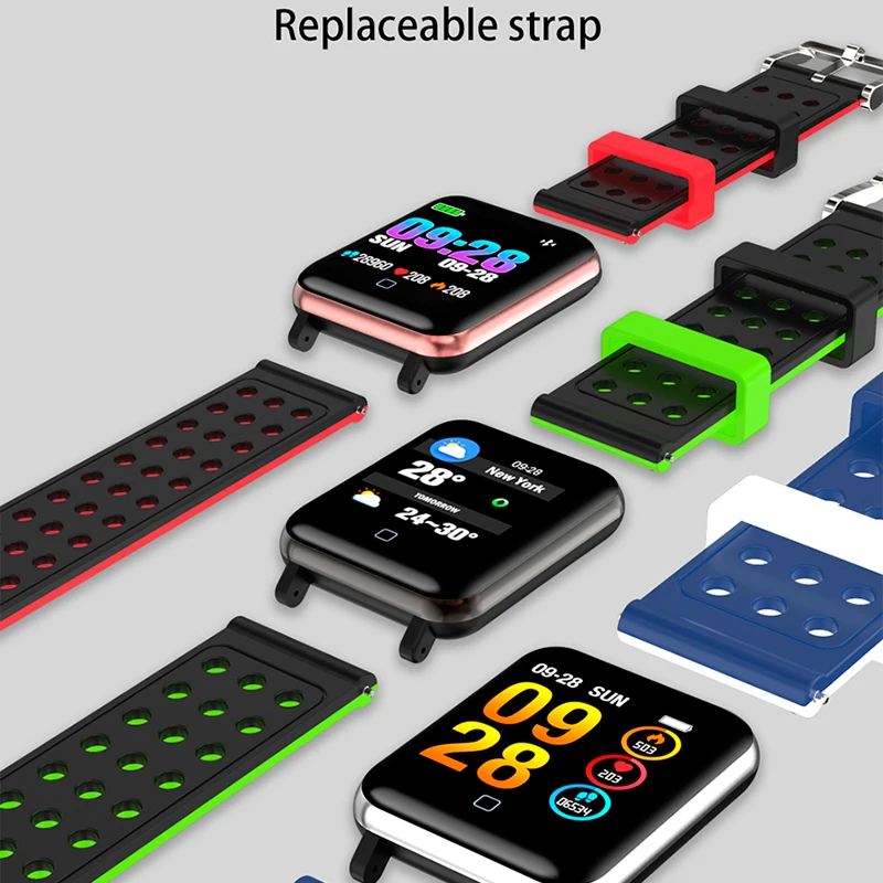 Smart Watch Color Screen IP67 Waterproof Heart Rate Blood Pressure Monitor Replaceable Bracelet Fitness Exercise Sports Bracele