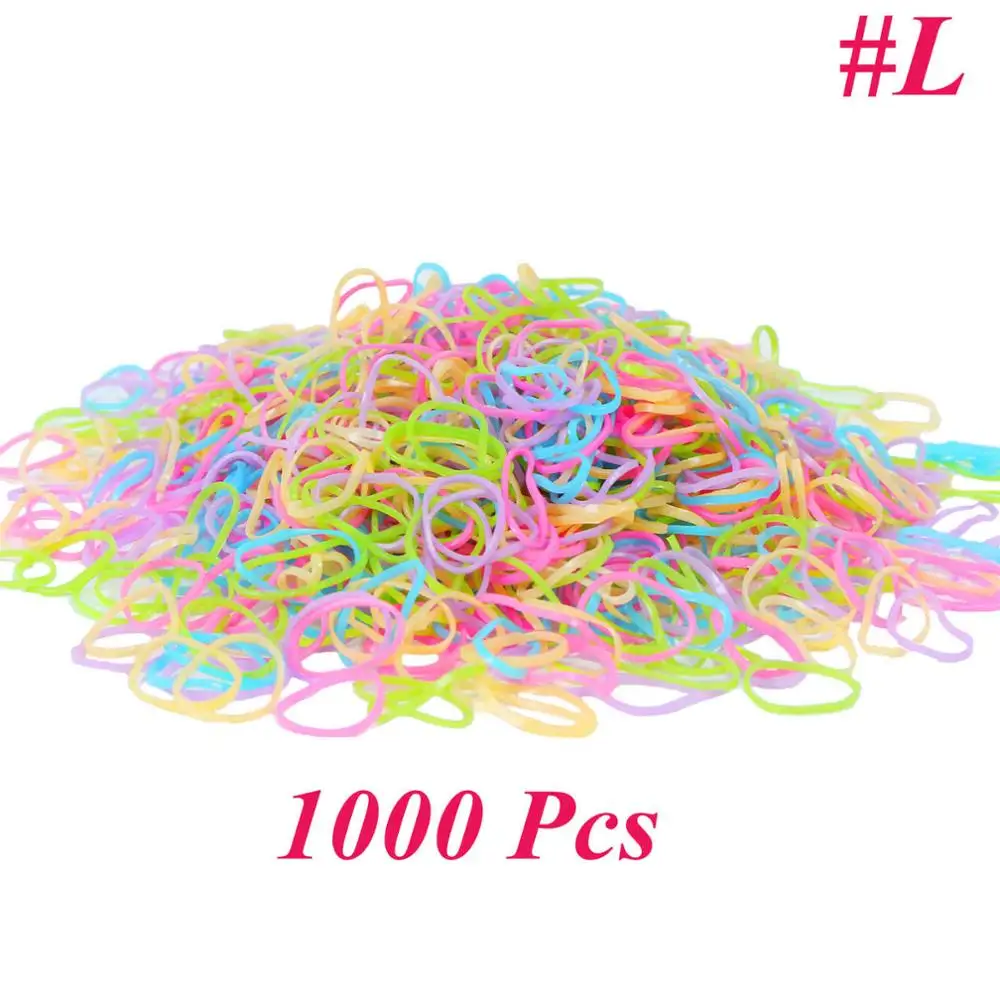 1000L 200/1000 шт милые цветные кольца для девочек, Одноразовые эластичные резинки для волос, резинка для хвоста, резинки для волос, Детские аксессуары для волос - Цвет: 1000L