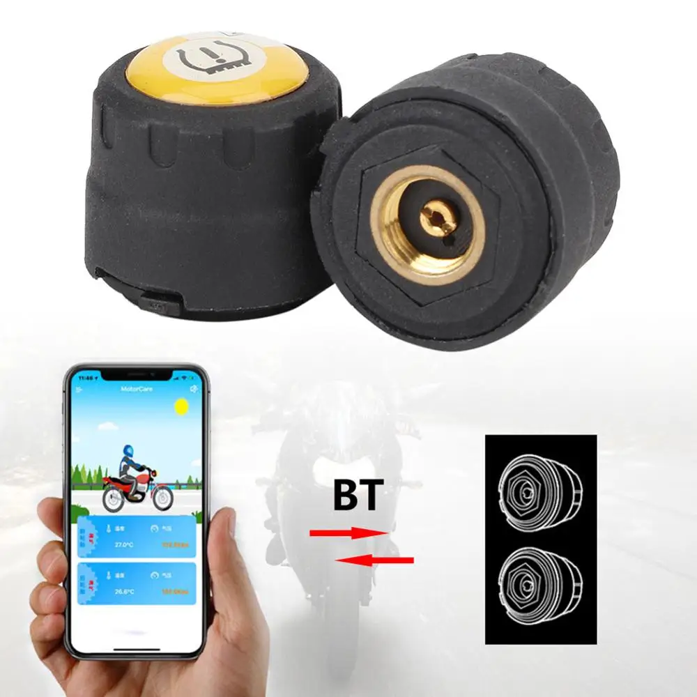 Мотоцикл TPMS BT система контроля температуры давления в шинах для iOS Android W Датчик шины