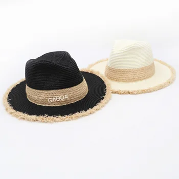 

Straw Fedora Panama Hat Summer Beach UPF Sun Protection with Brim Fedora Beach Colorful Fishing
