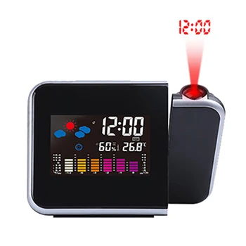 

Creative LED Digital Projection Alarm Clock Time Display Projector Date Calendar Snooze Clock With Weather Station Alarm Clock