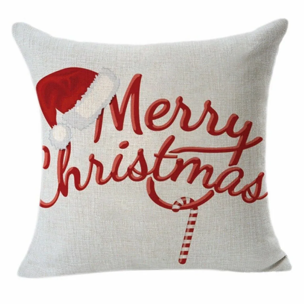 Рождественский чехол для подушки с изображением Санта Клауса, хлопковый льняной чехол для дивана и автомобиля, декоративная наволочка для дома, декоративный льняной чехол для подушки