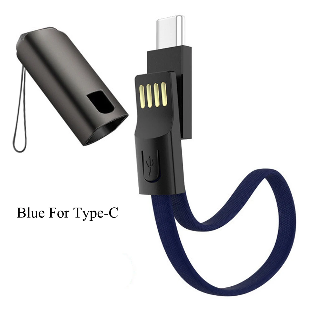 Blue 0,2 м Быстрая зарядка usb type C кабель Шнур для связки ключей ленточный шнур для зарядки данных быстрое зарядное устройство кабель синхронизации type C usb кабель для телефона - Цвет: Blue