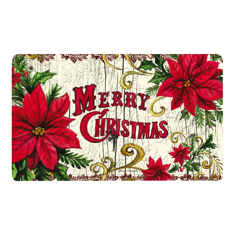 Rubber Door Mats Рождественский дверной коврик с рождественским цветком Poinsettia, красный Mistletoe с рисунком Холли, Моющиеся Дверные Коврики для входа, напольный коврик - Цвет: Rubber Door Mats