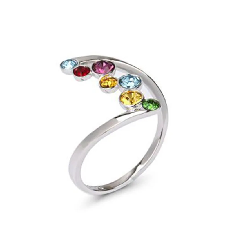 Elegant Romantic Women Ring Band Twist Design Luxury Noble sliver Color With Colored Zircon Women Ring