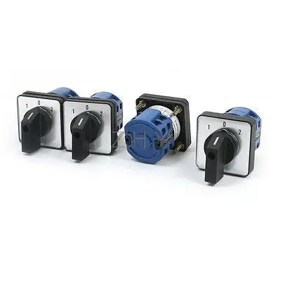 

4 Pcs 690V 20A 2-Pole 3-Position Square Panel Rotary Cam Changeover Switch