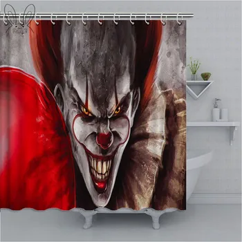 

Terror Clown It Bathroom Curtain Horror Print Waterproof Polyester Fabric Bath Shower Curtain Bathing Cover Shower Sets