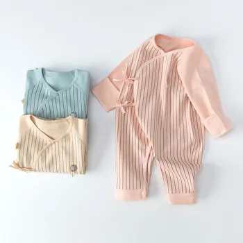 

0-6M Toddler Kid clothing Baby Girl Boy Jumpsuits Autumn Spring Warm Clothes Pure Color infan Romper Overall Outfit Long Sleeve