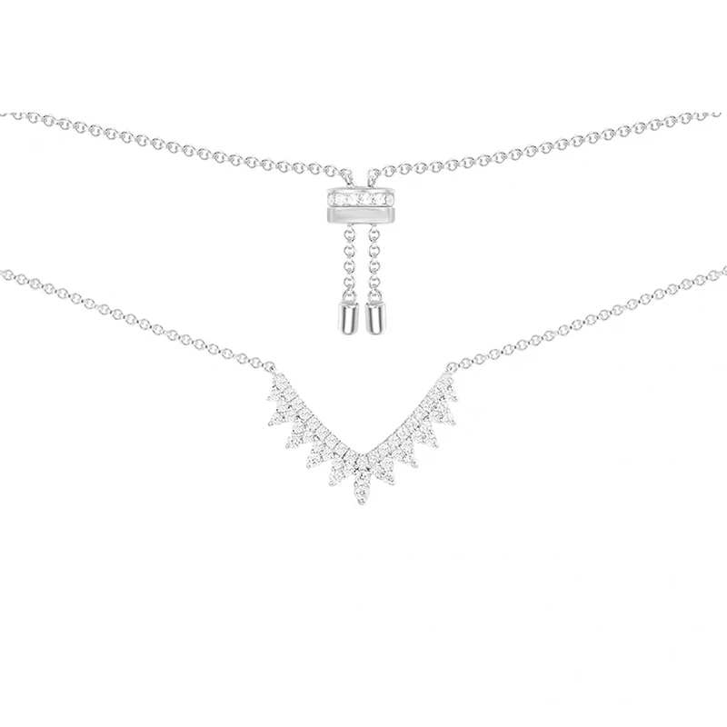 

Kelley high-quality original 925 sterling silver necklace A V zircon shape PM brand design Monaco style ladies fashion jewelry