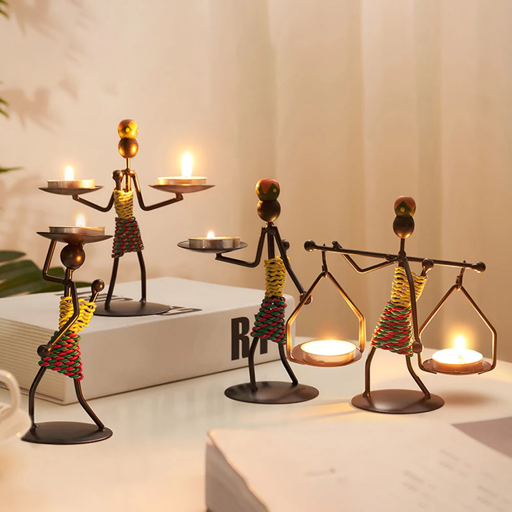 Nordic Metal Candlestick Abstract Character Sculpture Candle Holder Decor Handmade Figurines Home Christmas Decoration Art Gift candle holders