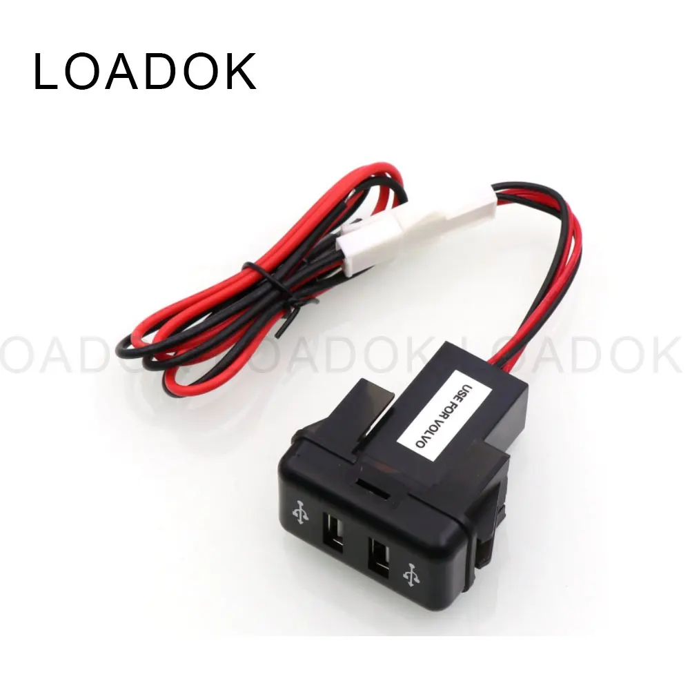 

Dual USB Car Charger Power Socket with Audio for Iphone Xiaomi MP3 Adaptor Tablet PC GPS for VOLVO FH FH12 Adaptador Usb