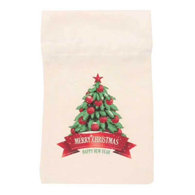

Canvas Drawstring Bag Christmas Small Candy Storage Reusable X4YD