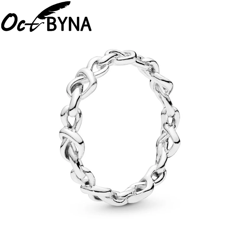 Кольцо Octbyna из серебра и розового золота, Классические Кольца Бесконечности для женщин, обручальное кольцо принцессы, Брендовое кольцо, ювелирные изделия, Подарок на годовщину
