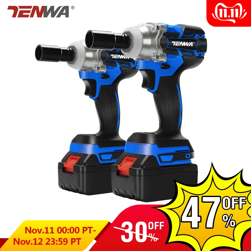 TENWA Brushless Electric Wrench 21V Impact Wrench Socket 4000mAh Li Battery Hand Drill Installation Power Tools
