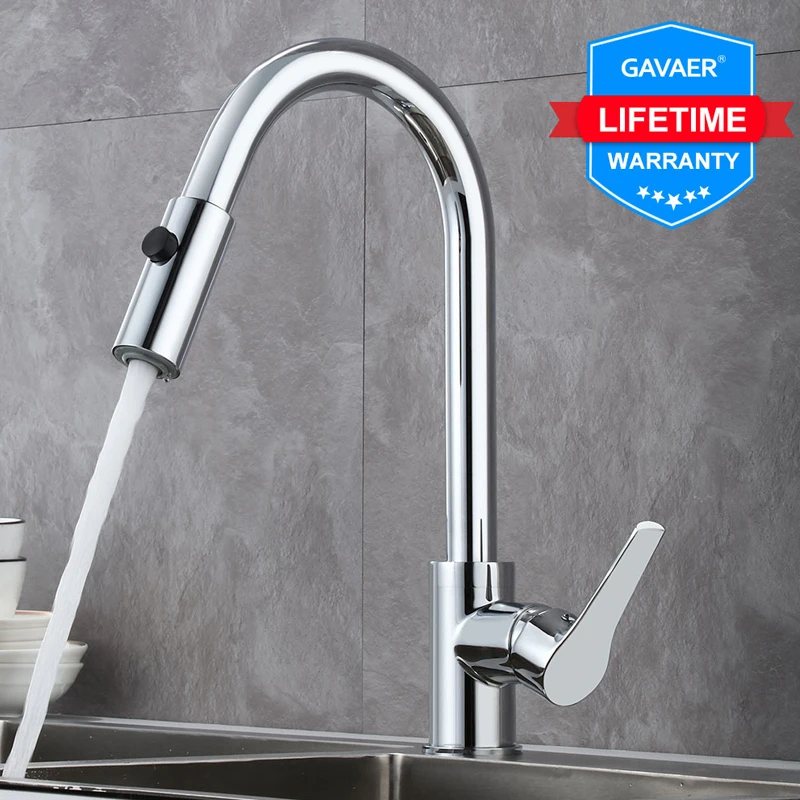  Gavaer Kitchen Faucets Single Handle Pull Out Kitchen Tap Swivel Degree Water Mixer Tap Chrome Spri - 4000109738097
