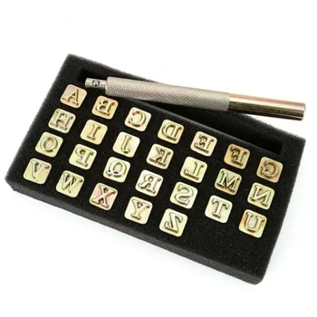 

26pcs Automatic Letter Number Stamping Metal Punch Stamp Tool Kit Gold Parts New