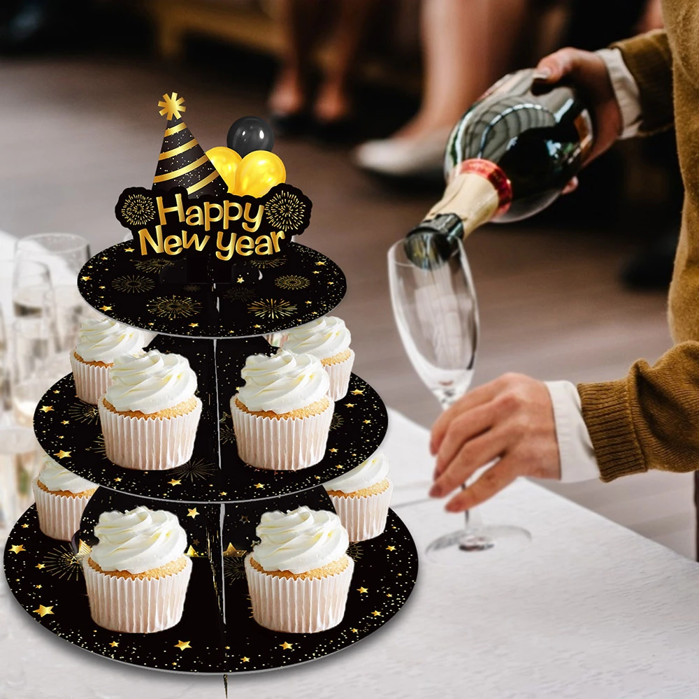 3 Tiers Diy Hello 22 Cheers Happy New Year Party Cake Stand Birthday Party Cupcake Rack Cake Display Christmas Decorations Cake Decorating Supplies Aliexpress