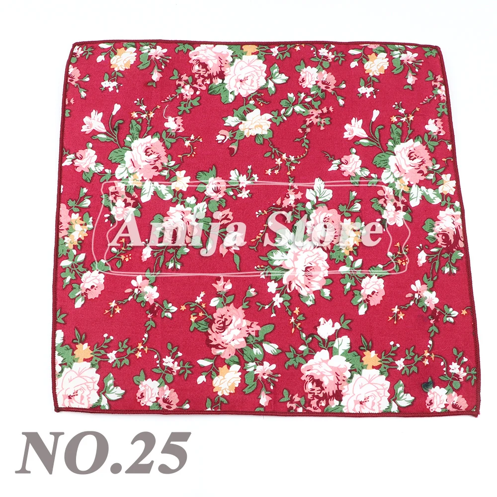 New Floral Pocket Square Gift Set Handkerchief 100% Cotton Hankie Printing Women&Men Casual Party Gift Tuxedo Bow Tie Accessory