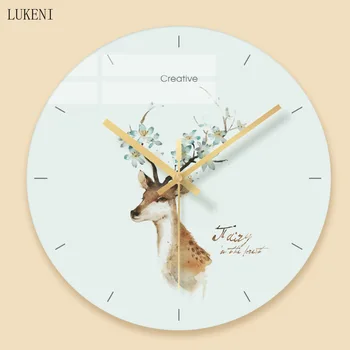 

Flowers antlers Tempered glass wall clockwall decor home decor