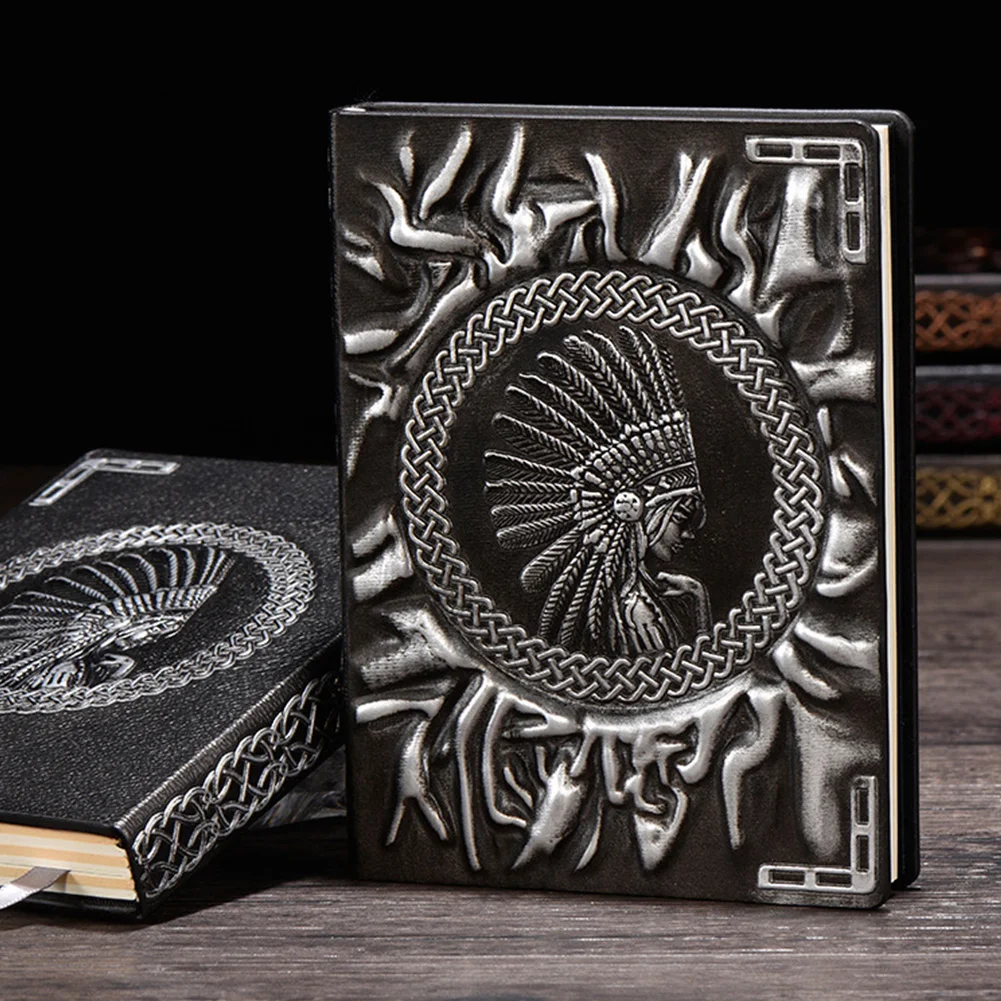 

Stationary Notepad School Office A6 Portable Embossed Cover Three-dimensional European Travel Gift Notebook Retro Diary