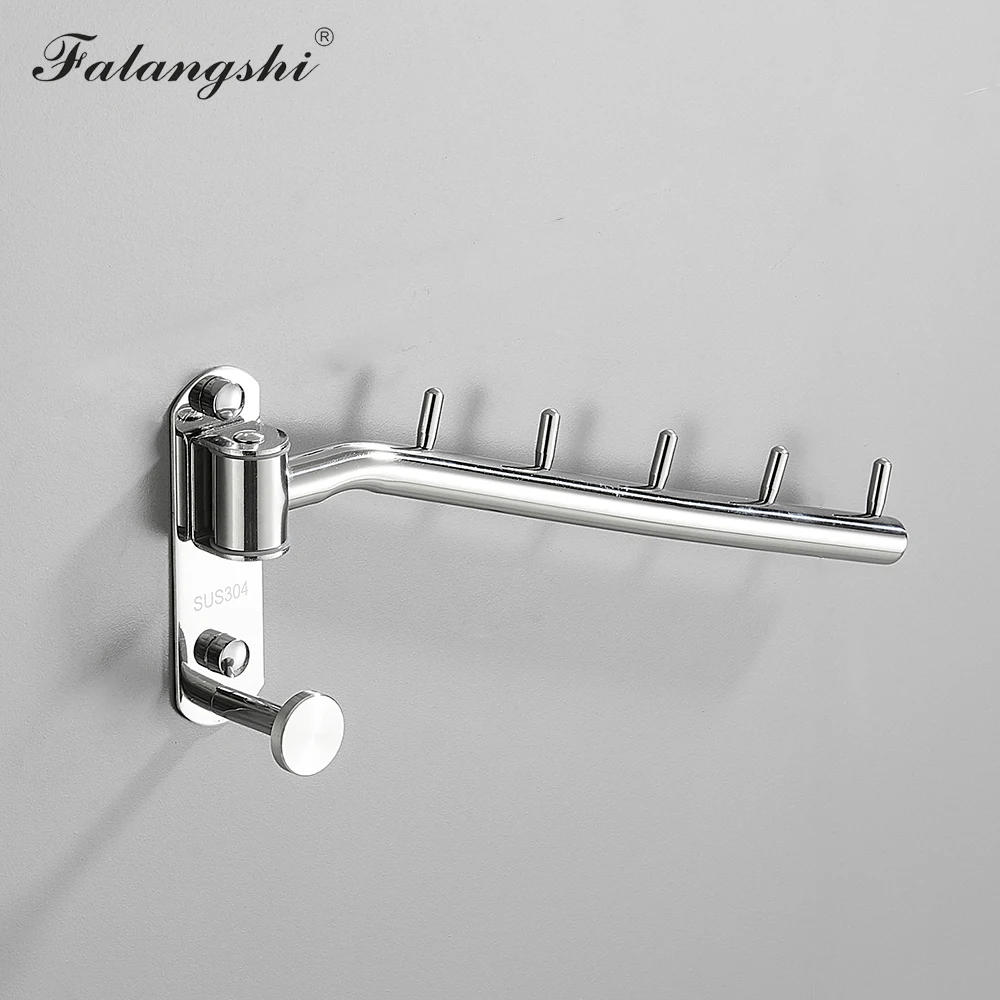 Falangshi Clothes Rack Polished Swivel Clothes Hangers Stainless Steel Wall Mount Hanger Drying Rack Clothes Organization WB3019 3