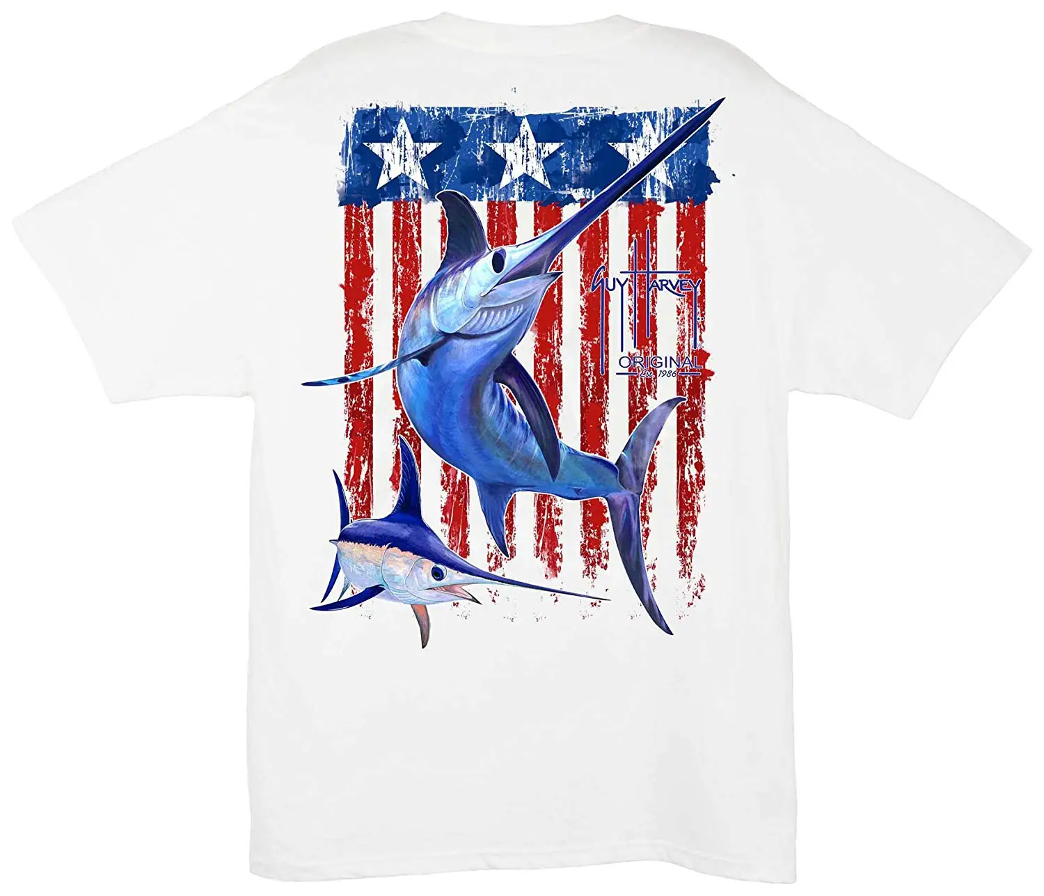 Mens Swordfish Flag T Shirt Large White Short Sleeves Cotton T Shirt