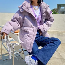 

Winter Women's Down Jacket Fashion Loose Thick Loose Hooded Bread Jacket Jacket Women Outdoor Casual Warm Cotton Jacket
