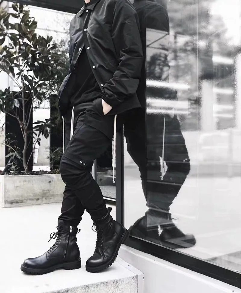 QoolXCWear высокие уличные брюки карго мужские хип хоп однотонные модные карманные брюки карго 8066