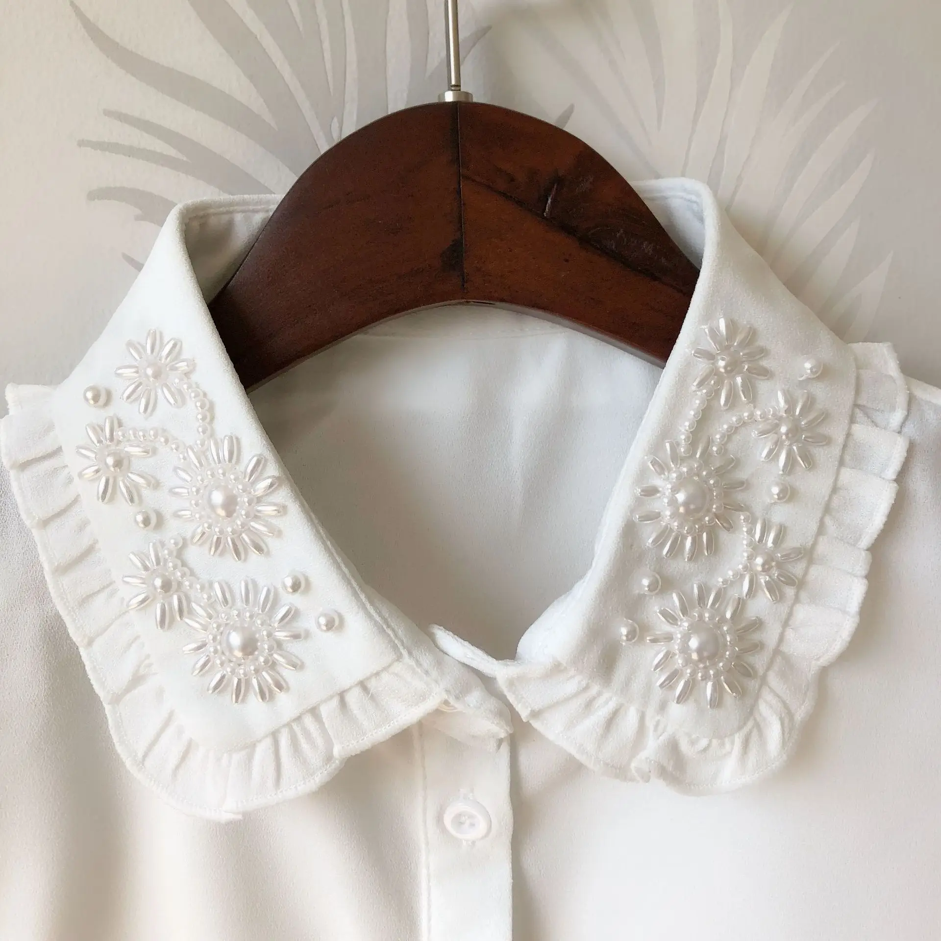 Women Fake Collars Женский свитер, рубашка, шейный платок, шифон, хлопок, искусственный воротник, стразы, жемчуг, бисер, лацканы, ложный съемный воротник, блузка с бахромой, топы - Цвет: Women Fake Collars