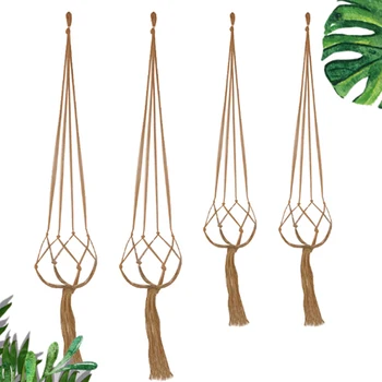 

4/3/1pc Pot holder macrame plant hanger hanging planter basket jute braided rope craft