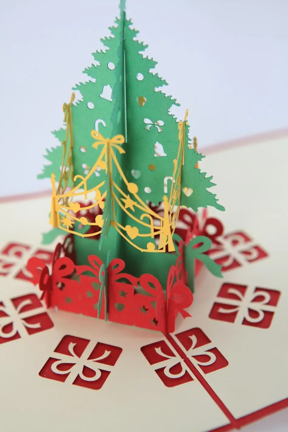 Merry Christmas Tree Винтаж 3D лазерная резка всплывающая бумага ручной работы на заказ поздравительные открытки Рождественские подарки сувенирные открытки
